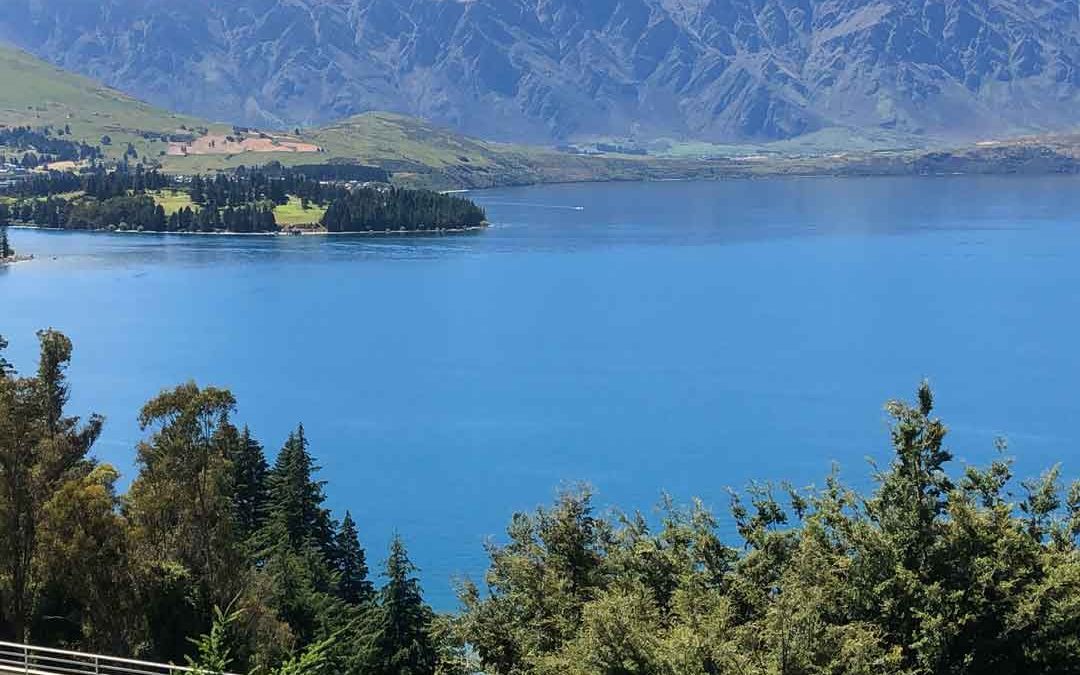 Mountain and lake views of Queenstown, New Zealand